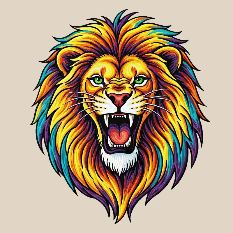 Explosion de Lion Arc-en-ciel Néon