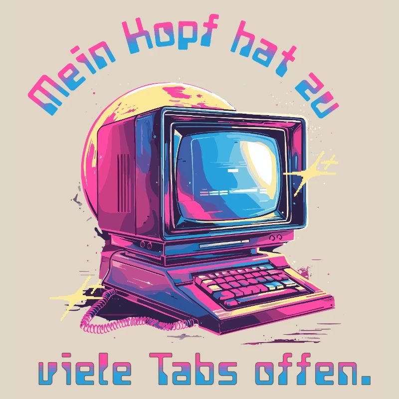 Vintage Computer Neon Tabs Open