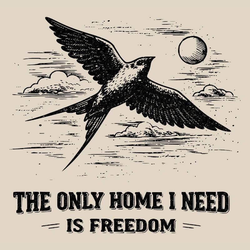 Chemise de la Liberté avec Oiseau. Ma maison, c’est la Liberté.