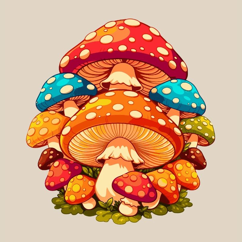 Colorful Toadstools Cartoon