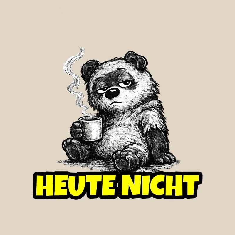 Not Today – Grumpy Bear with Coffee (Sketch)