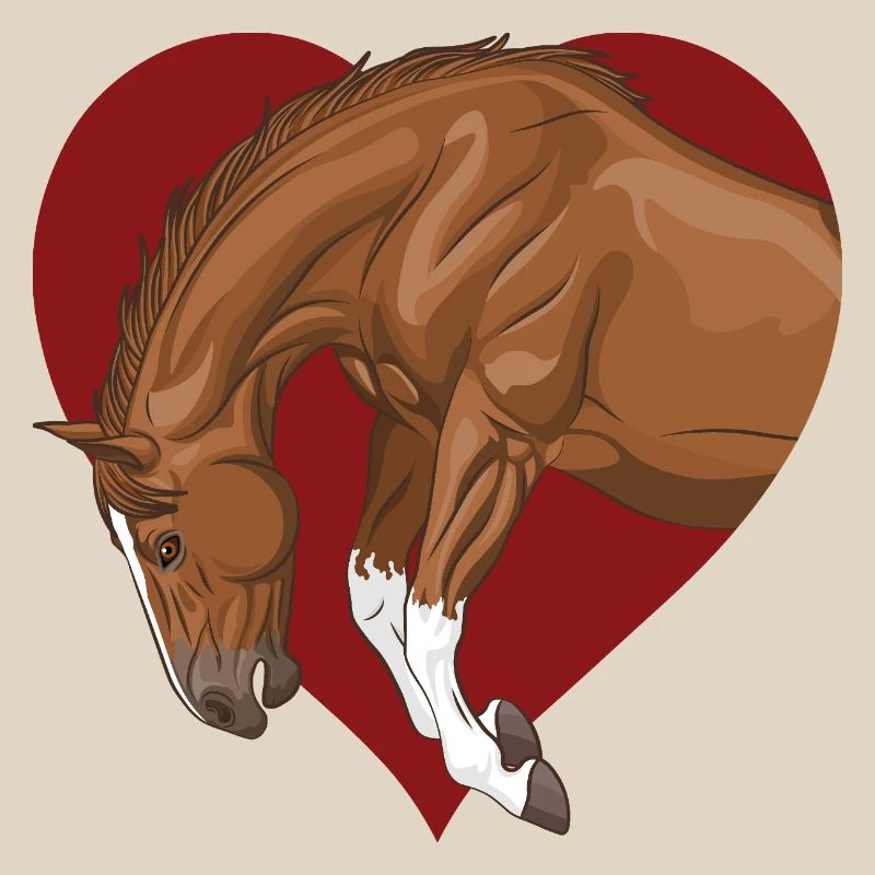 Ein Pferd, das in ein rotes Herz springt