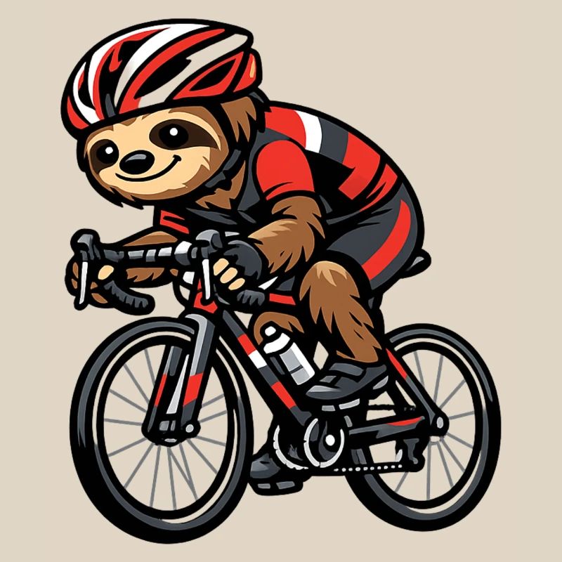 Road bike sloth with helmet