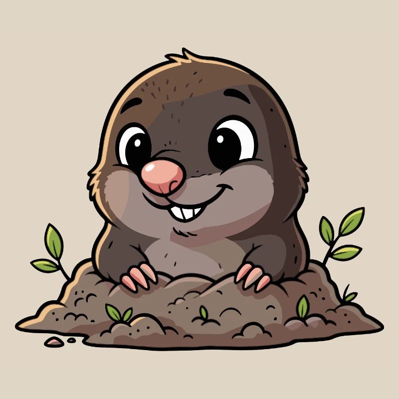 Cute mole digging