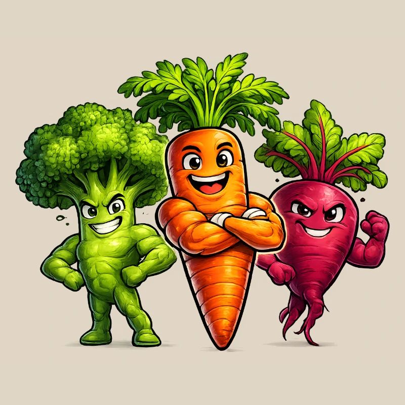 Strong vegetable team – broccoli, carrot & beetroot