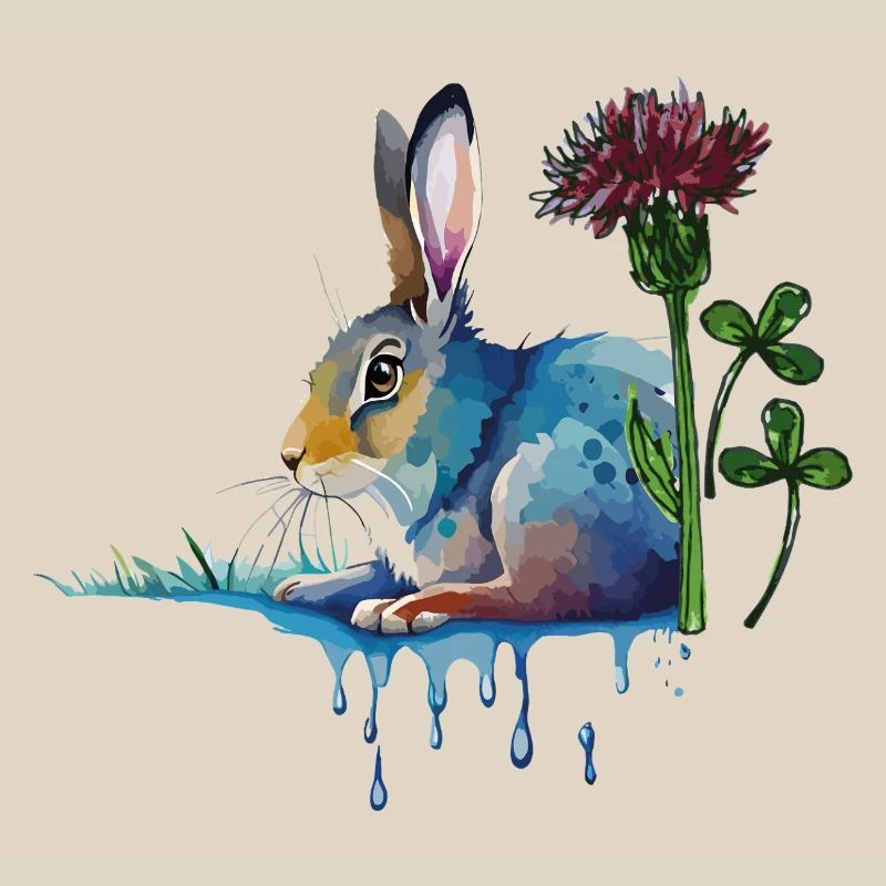 bunter Hase mit Klee
