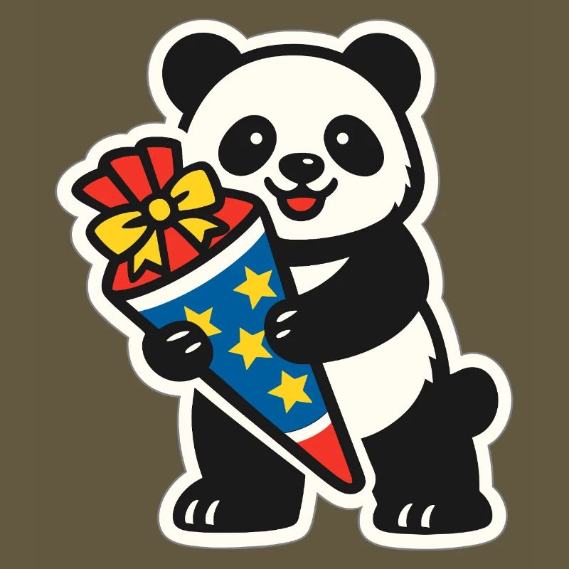 Panda Bär Ich bin 1. Klasse Einschulung Geschenk