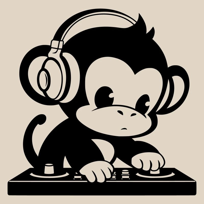DJ Affe mit Kopfhörern
