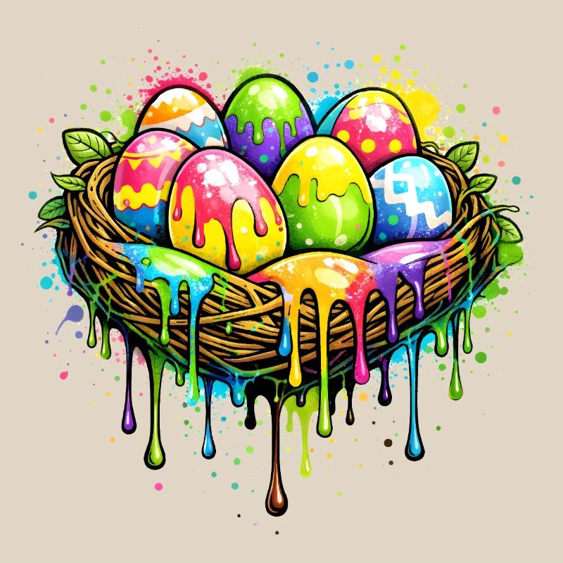 Nid coloré de Pâques dans le style graffiti