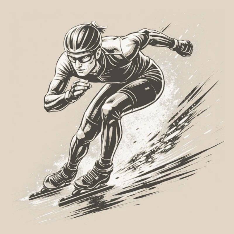 Speed skaters in full dynamics