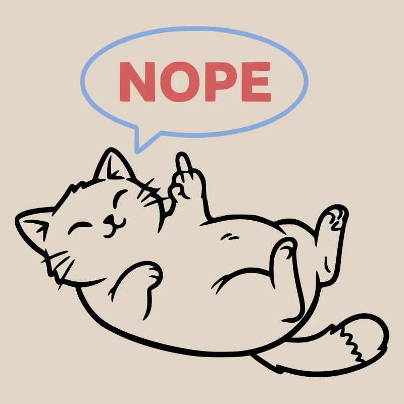 Lachende Katze Nope Mittelfinger