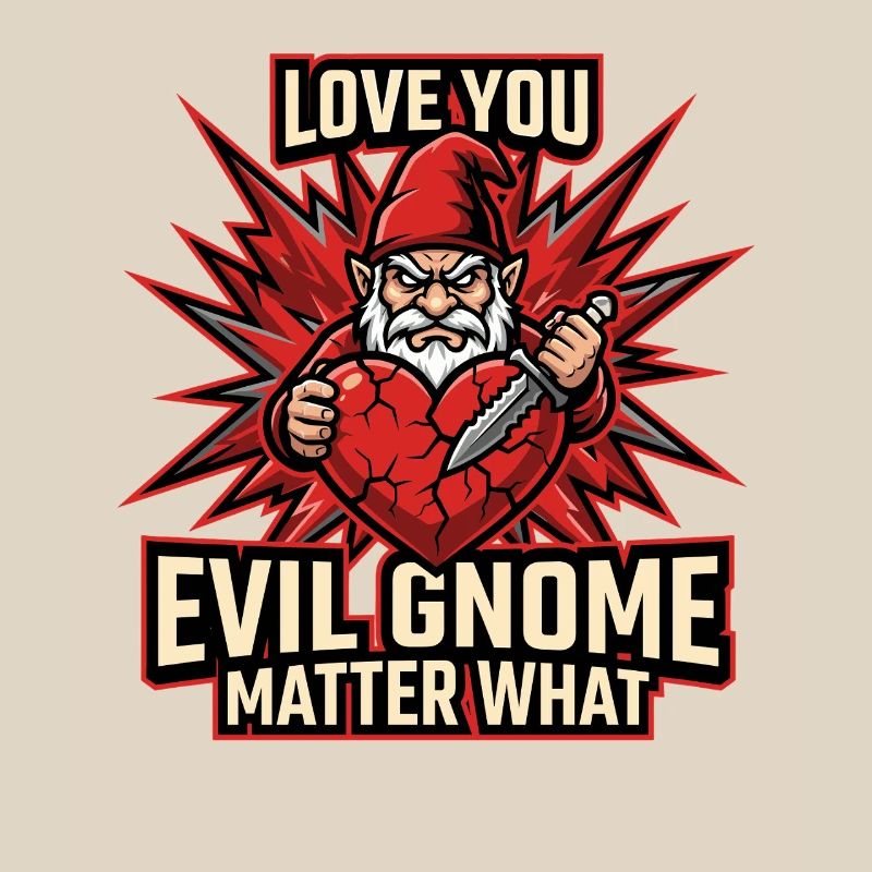Evil Gnome, Dark Gnome, Goth Gnome, Funny Gnome