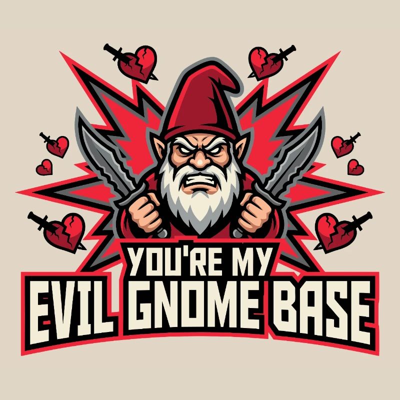 Evil Gnome, Dark Gnome, Goth Gnome, Funny Gnome