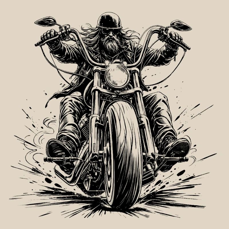 Chopperfahrer frontal im Comic-Stil