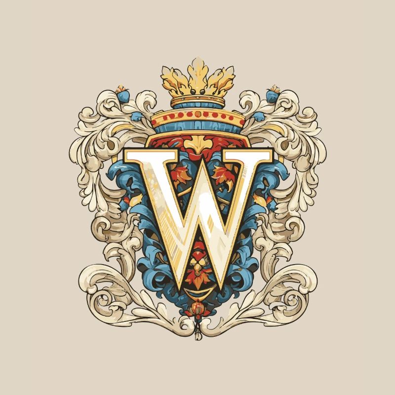 W Buchstabe Name Krone