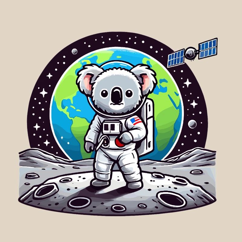 Koala astronaut on lunar soil
