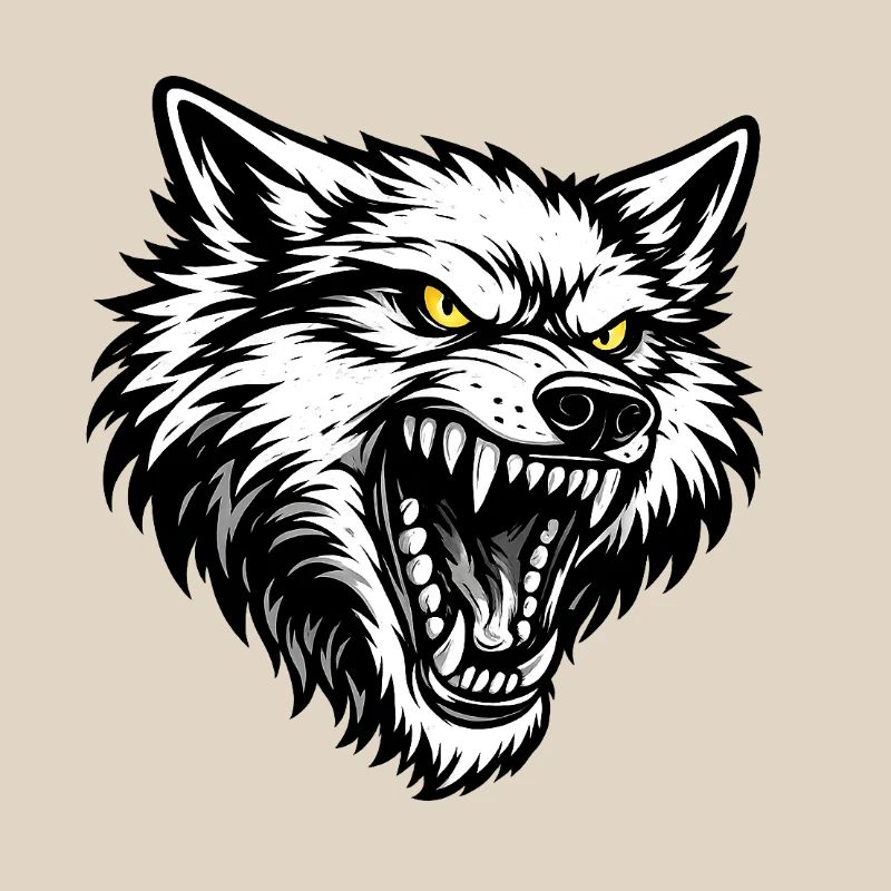 Angry Wolf Head – Aggressive Wolf Design