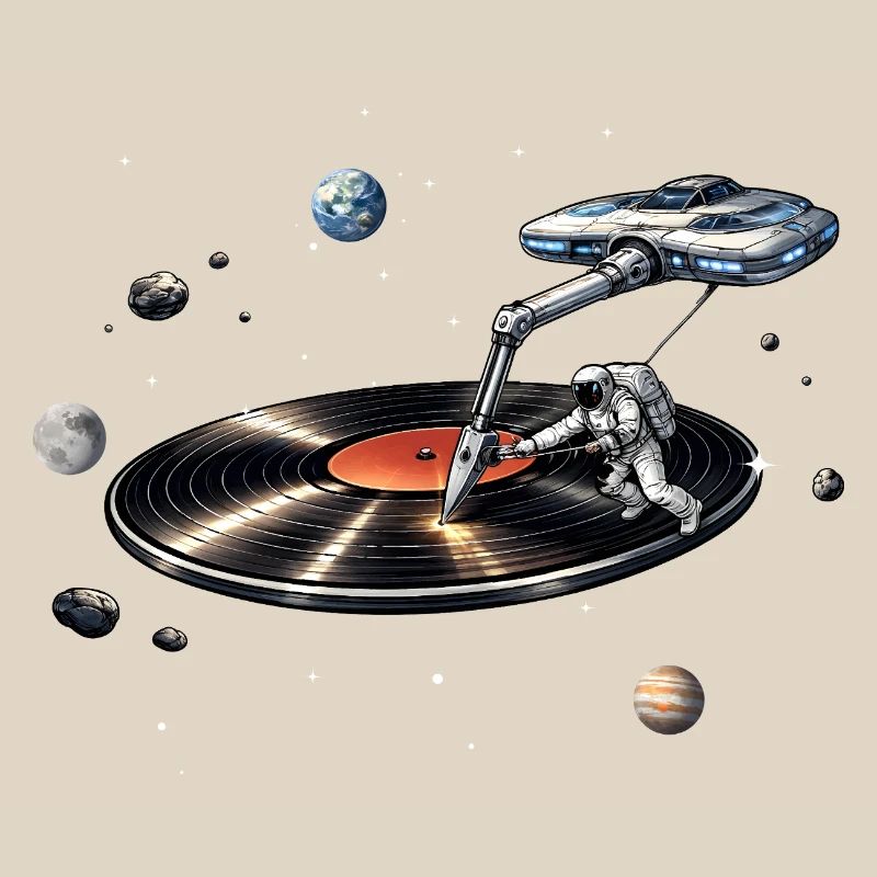 Astronaut as a plate needle in space