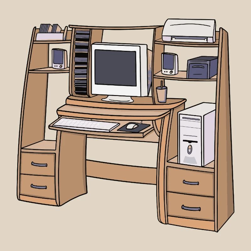 Retro-Computerschreibtisch-Setup 90er 2000er Nostalgie