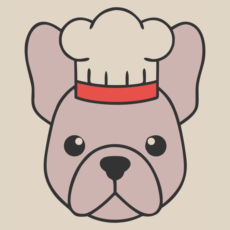 Frenchie Chef Hat Head Logo