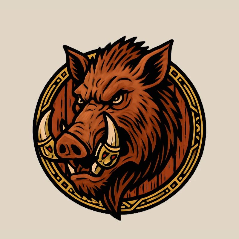Wild Boar Ring Tribal Style
