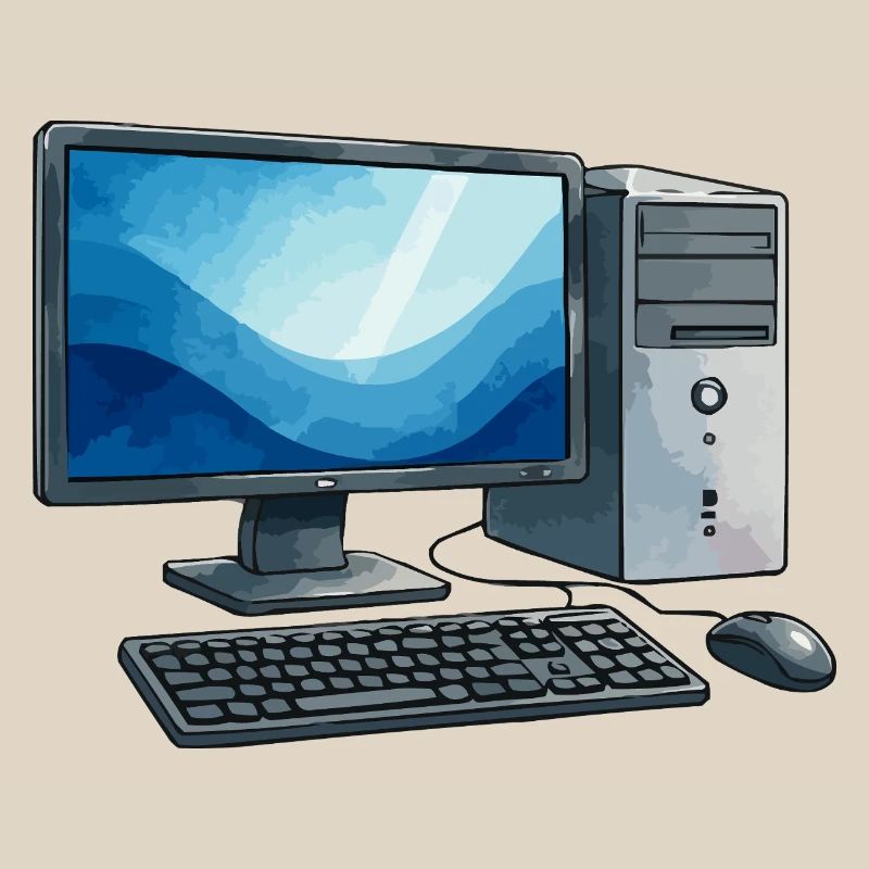 Retro PC Arbeitsstation Illustration