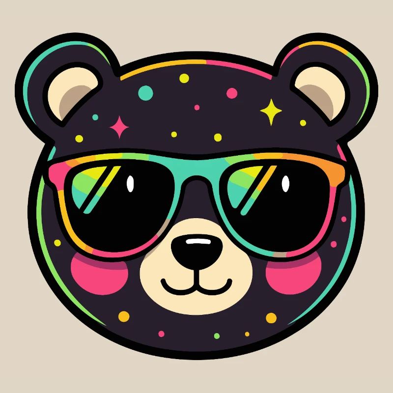 Panda néon polychrome avec lunettes