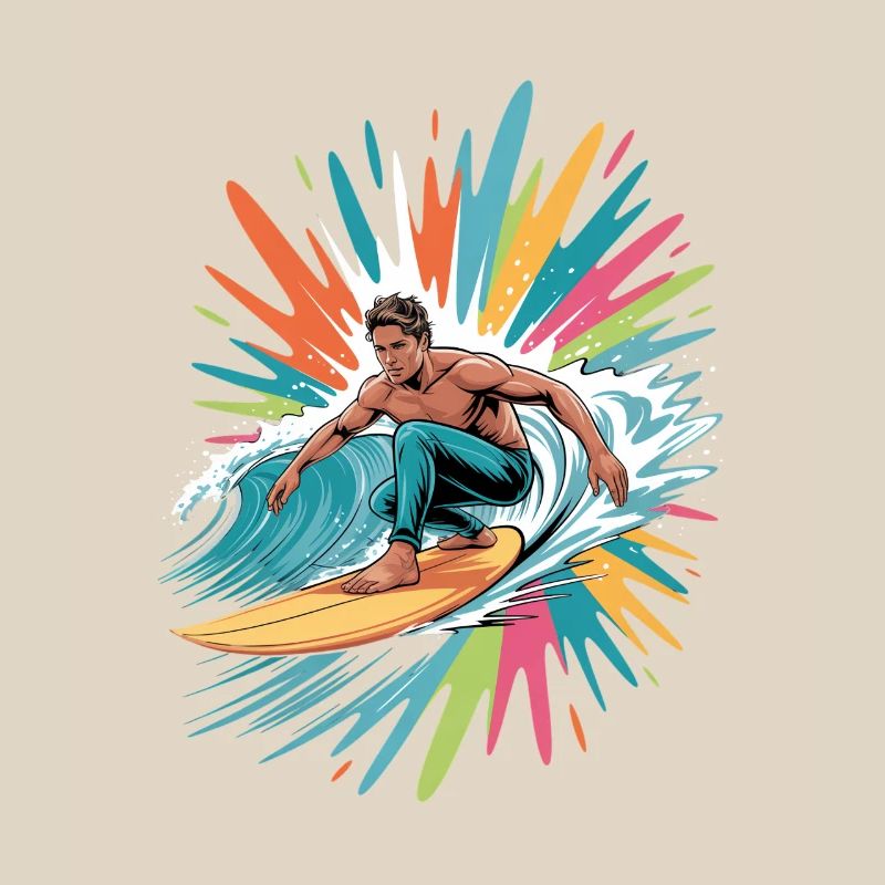 Bunter Surfer Wasserfarben Spritzer Graffiti
