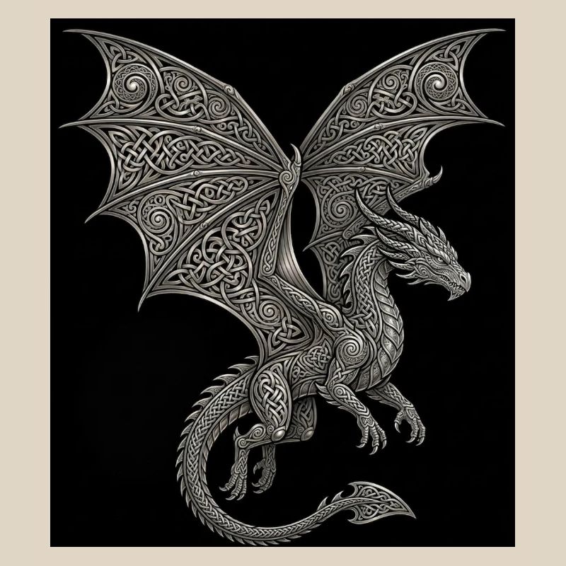 Dragon Fantasy Celtic Knot Pattern Design