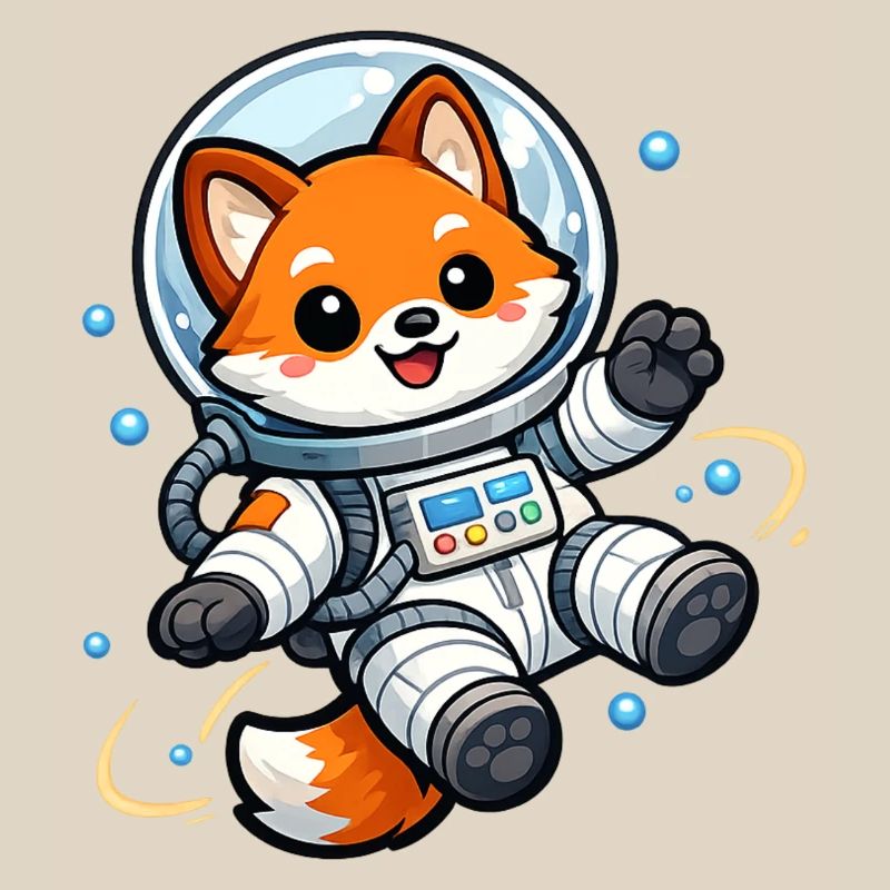 Le Renard de l’Espace en combinaison spatiale