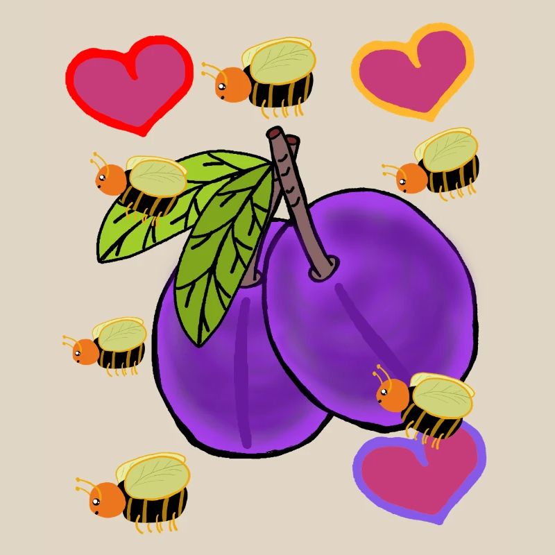 Pflaume  Pflaumen mit Bienchen-Herzen
