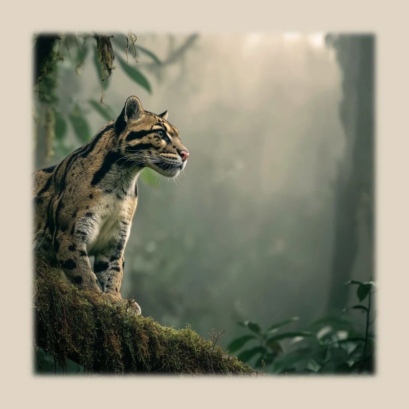 Clouded leopard in the cloud forest Majestic animal