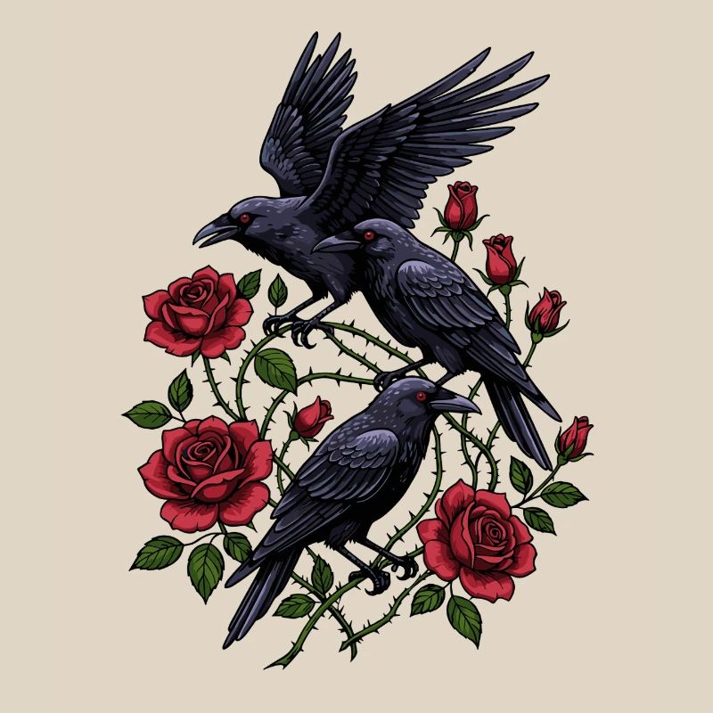 Crows and Red Roses - Gothic Aesthetic