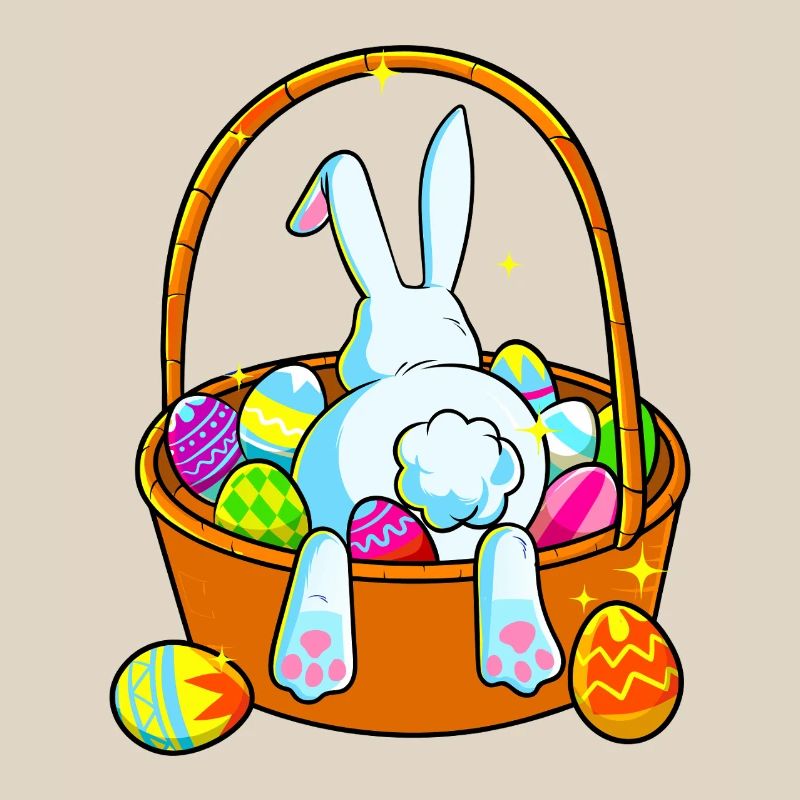 Pastel Easter Bunny in Basket
