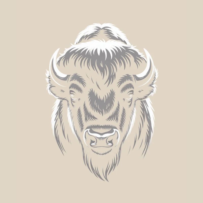 Gray bison head