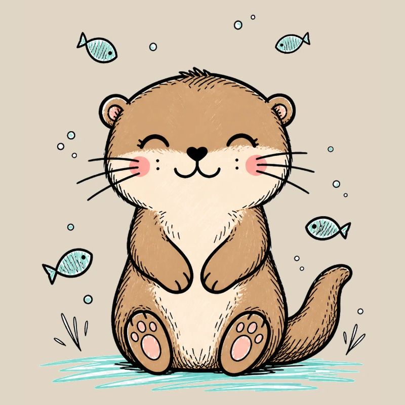 Fröhlicher Doodle-Otter