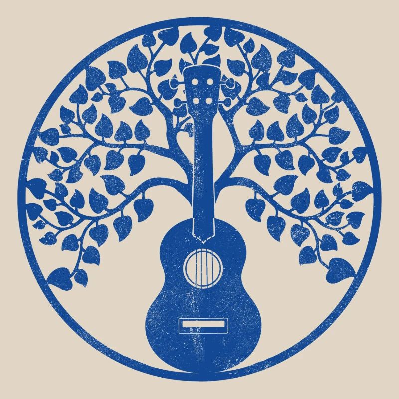 Ukulele tree mandala blue