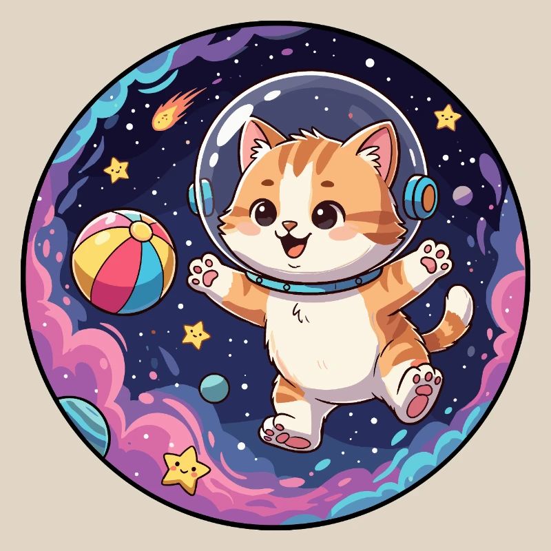 Astronaute chat dans l’espace coloré