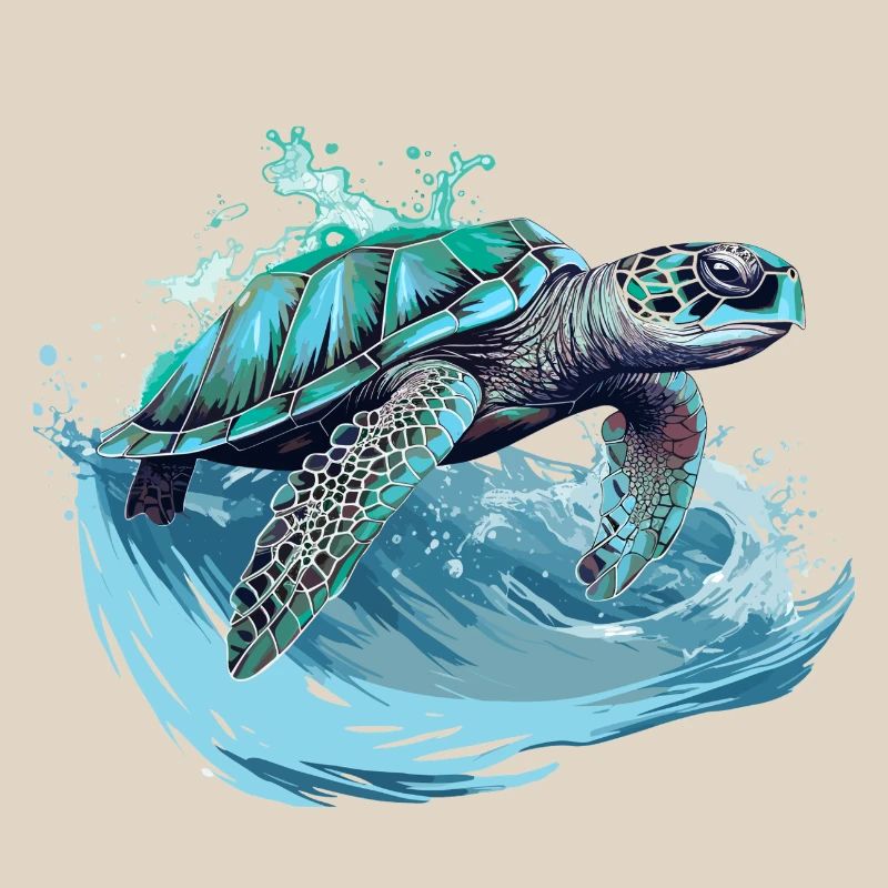 Neon Sea Turtle Wave Dance