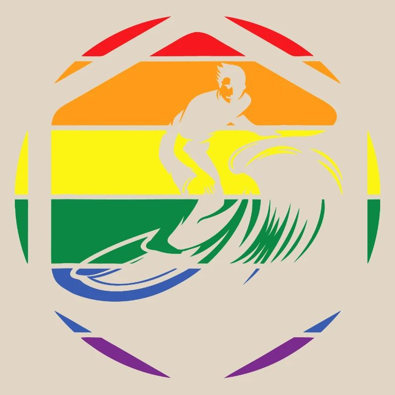 Rainbow Wave Surfer Circle