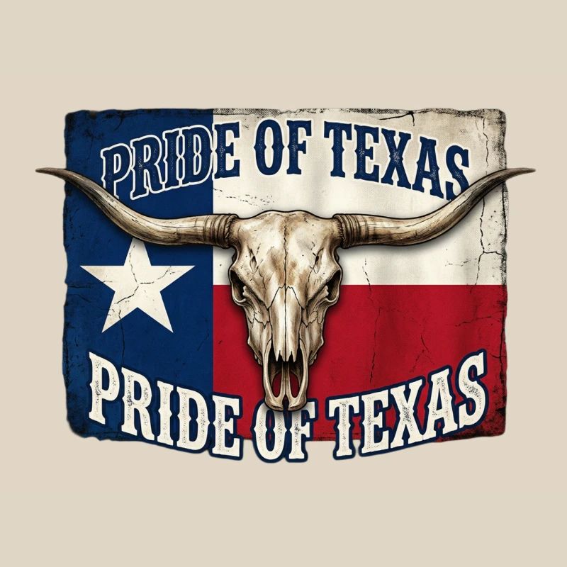 Texas Pride Horns Skull