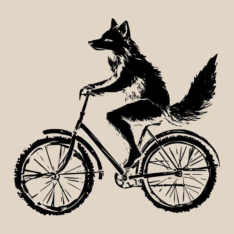 Funny Bicycle Fox