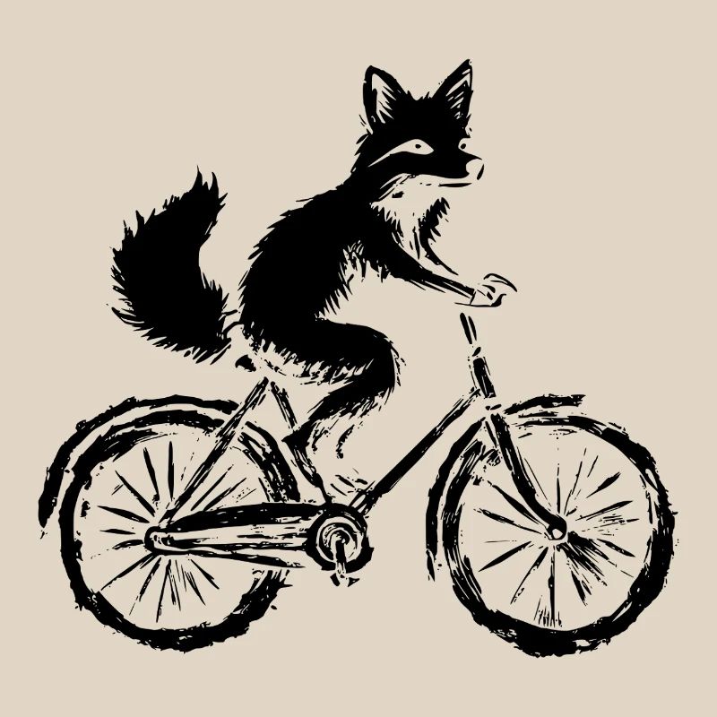 Funny Bicycle Fox