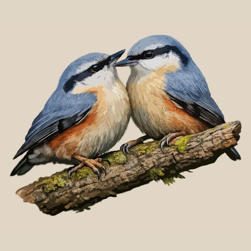 Two Nuthatches on Branch