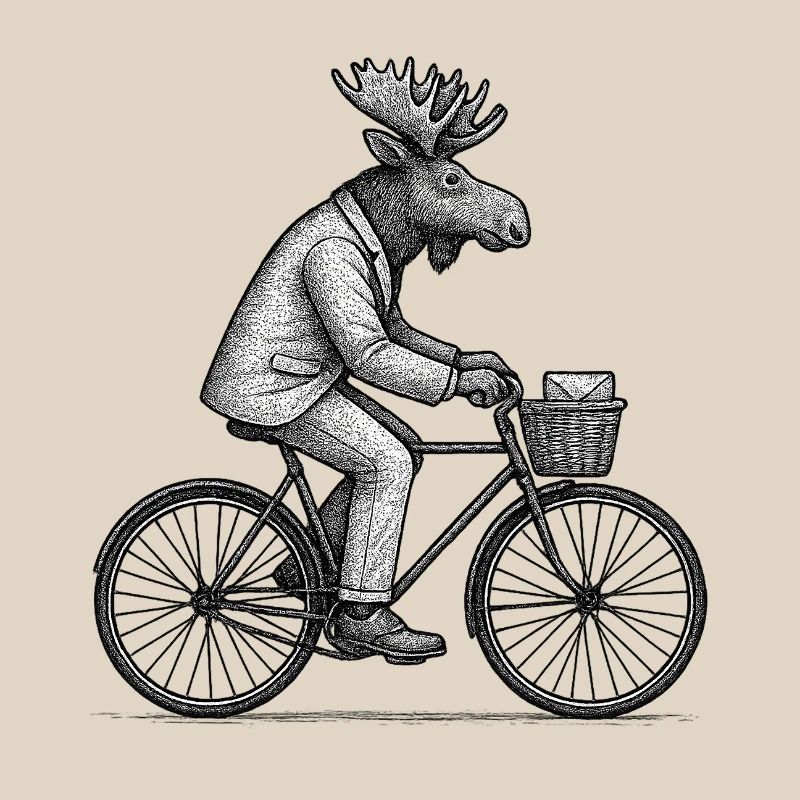Elch im Anzug Radfahren