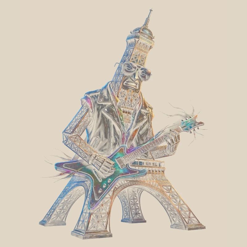 Eiffelturm spielt E-Gitarre