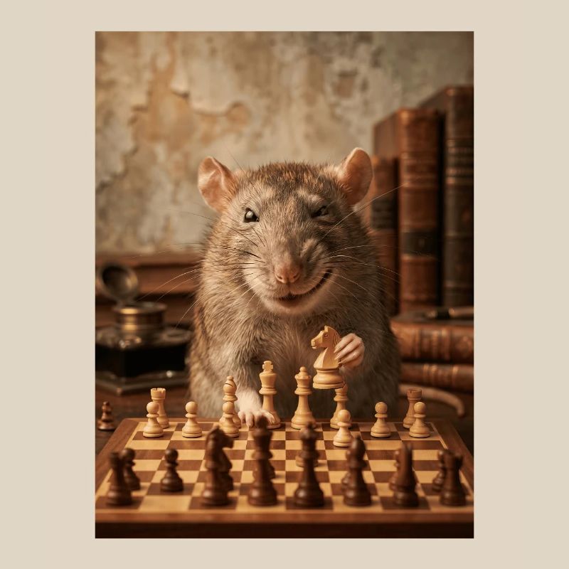 Rat playing chess
