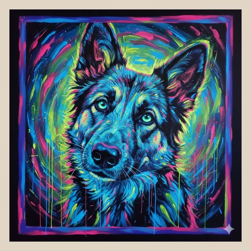 Neon wolf gaze