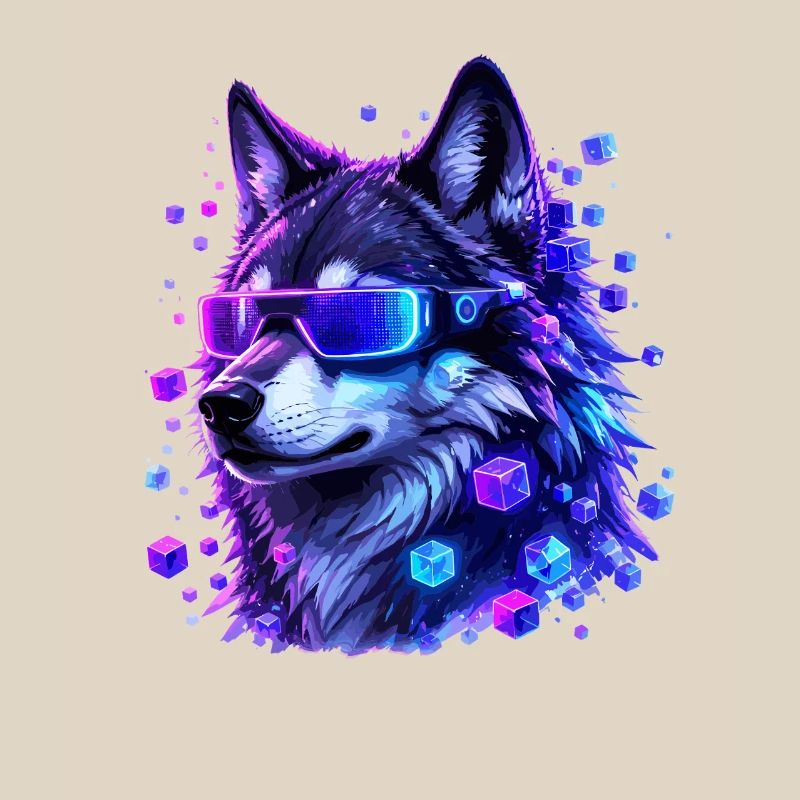 Neon wolf with VRBrille