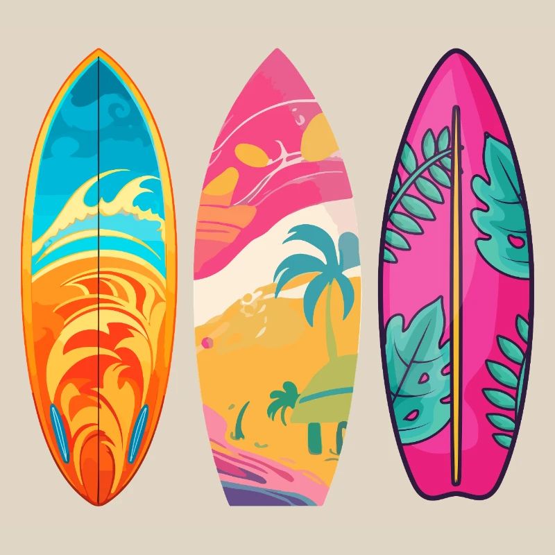 Surf Tropique Triptyque Coloré